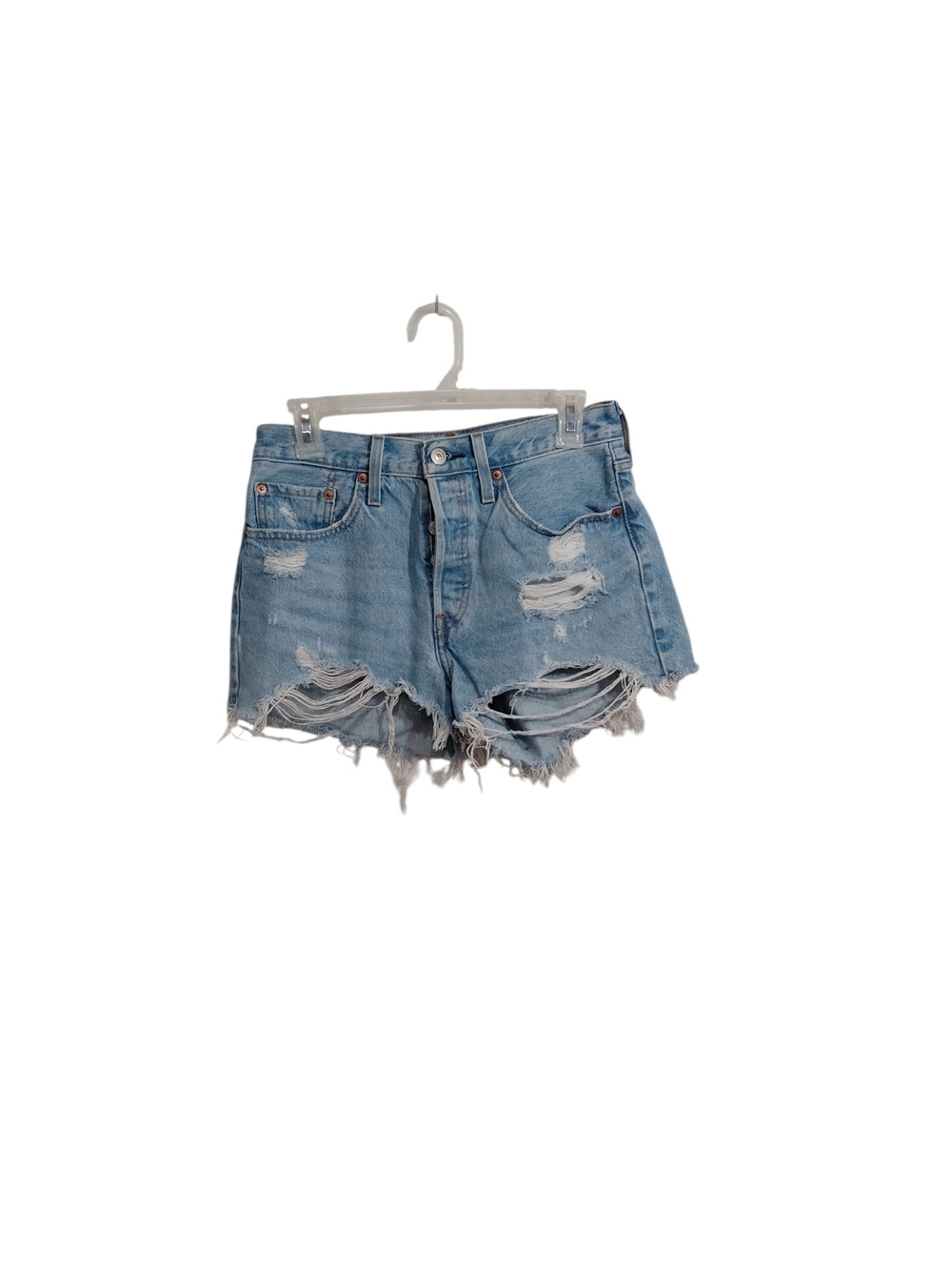 Levi's Light Blue Distressed Denim Shorts